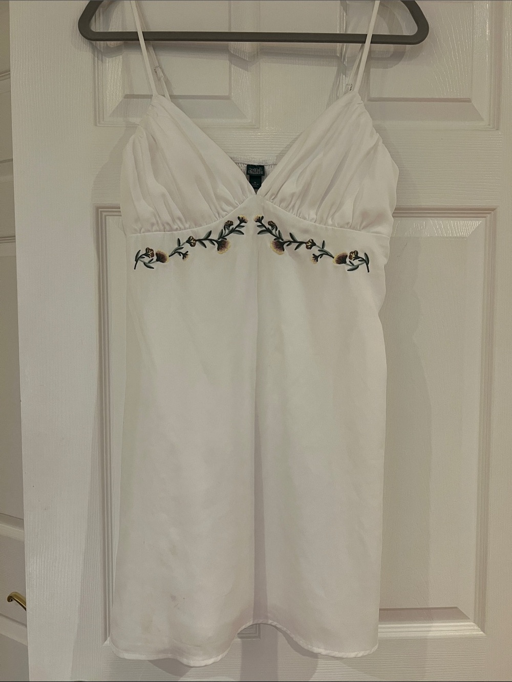 wild fable White V-Neck Slip Dress with Smocked Back